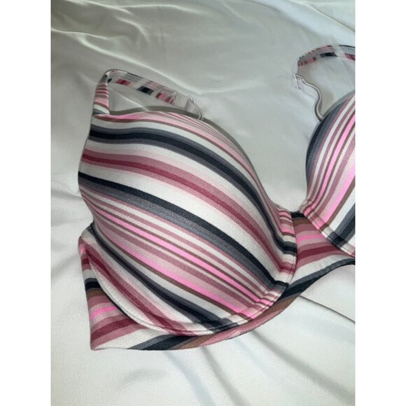 Victorias Secret Body by Victoria Lined Demi Bra Pink Multi Striped size 34DD - Picture 2 of 4